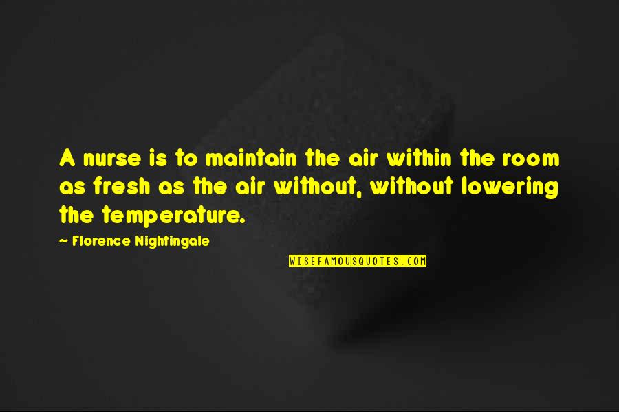 Florence Nightingale Nurse Quotes By Florence Nightingale: A nurse is to maintain the air within