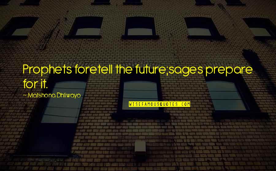 Florence The Machine Quotes By Matshona Dhliwayo: Prophets foretell the future;sages prepare for it.