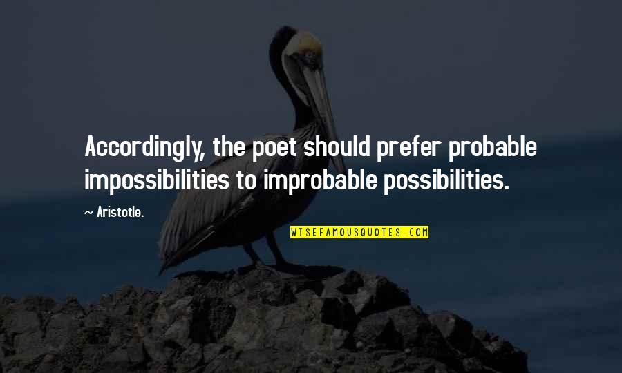 Florian's Quotes By Aristotle.: Accordingly, the poet should prefer probable impossibilities to