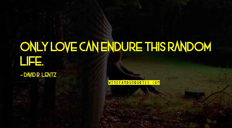 Florida Blue Quotes By David B. Lentz: Only love can endure this random life.