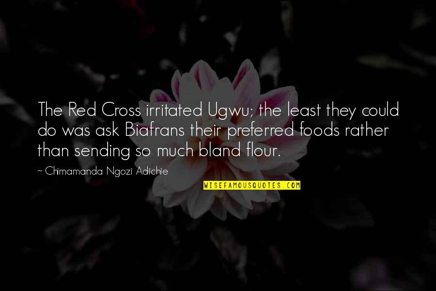 Flour Quotes By Chimamanda Ngozi Adichie: The Red Cross irritated Ugwu; the least they Flour Quotes By Chimamanda Ngozi Adichie: The Red Cross irritated Ugwu; the least they