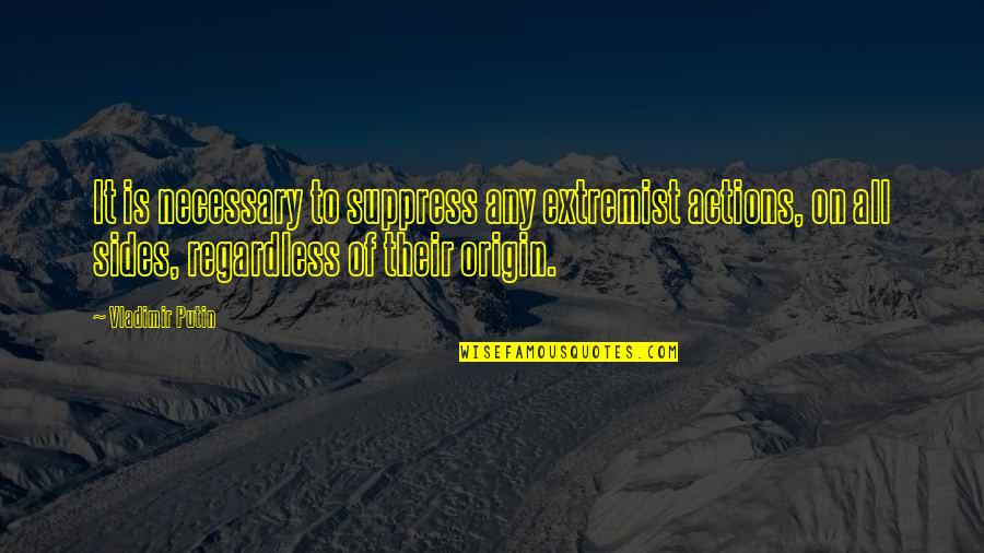 Flourens Quotes By Vladimir Putin: It is necessary to suppress any extremist actions,