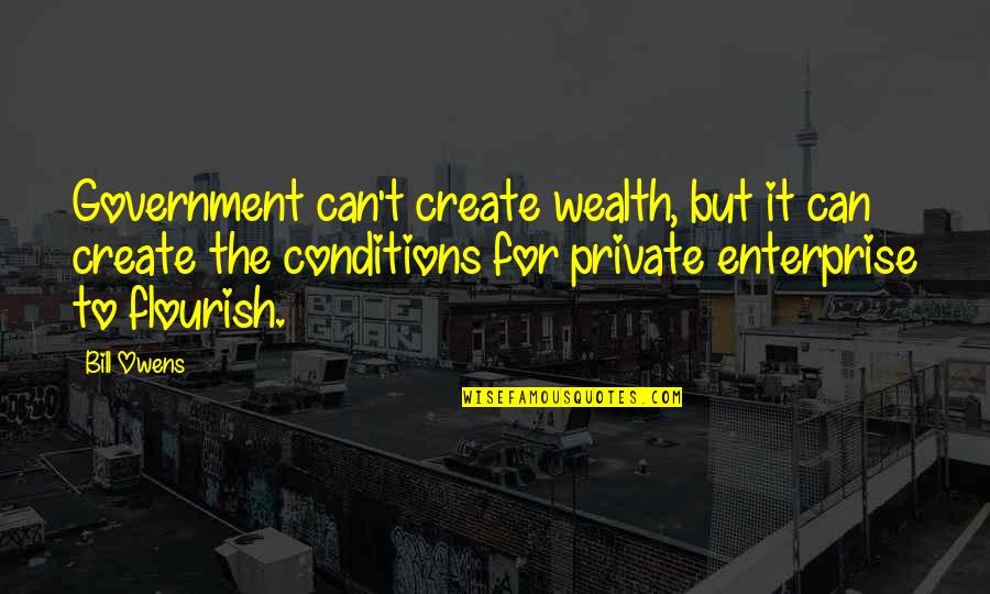 Flourish Quotes By Bill Owens: Government can't create wealth, but it can create