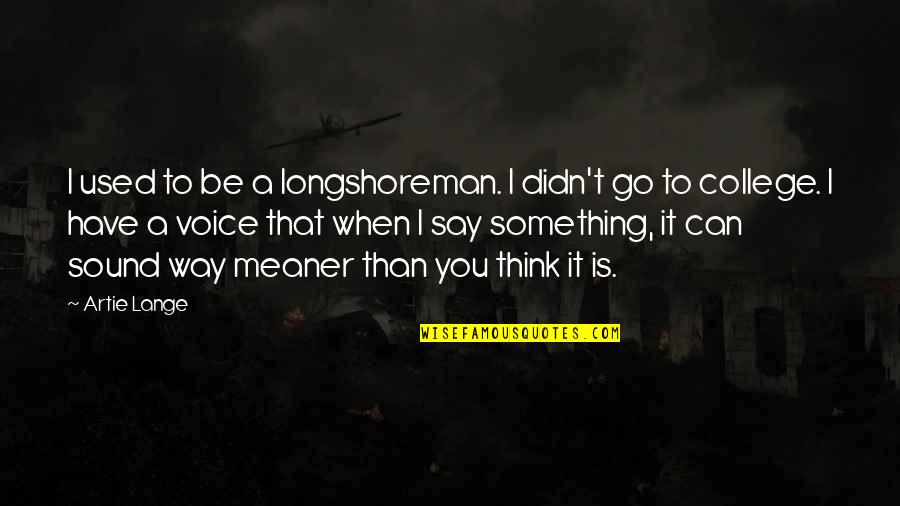 Flourless Quotes By Artie Lange: I used to be a longshoreman. I didn't