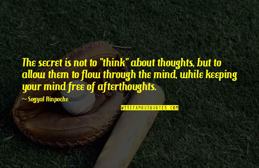Flow'd Quotes By Sogyal Rinpoche: The secret is not to "think" about thoughts,