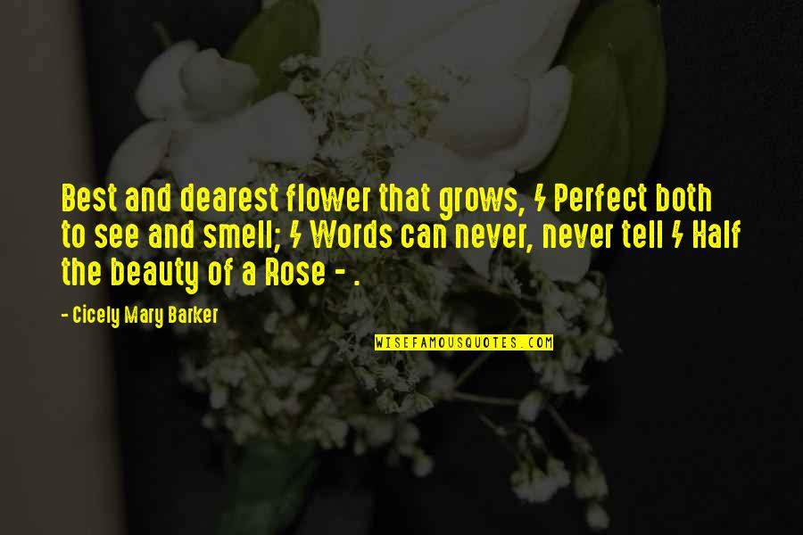 Flower And Beauty Quotes By Cicely Mary Barker: Best and dearest flower that grows, / Perfect