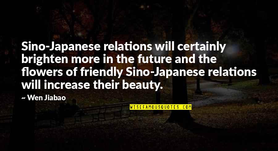 Flower And Beauty Quotes By Wen Jiabao: Sino-Japanese relations will certainly brighten more in the