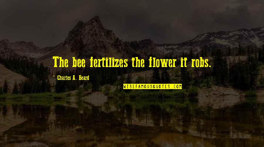 Flower And Bee Quotes By Charles A. Beard: The bee fertilizes the flower it robs.