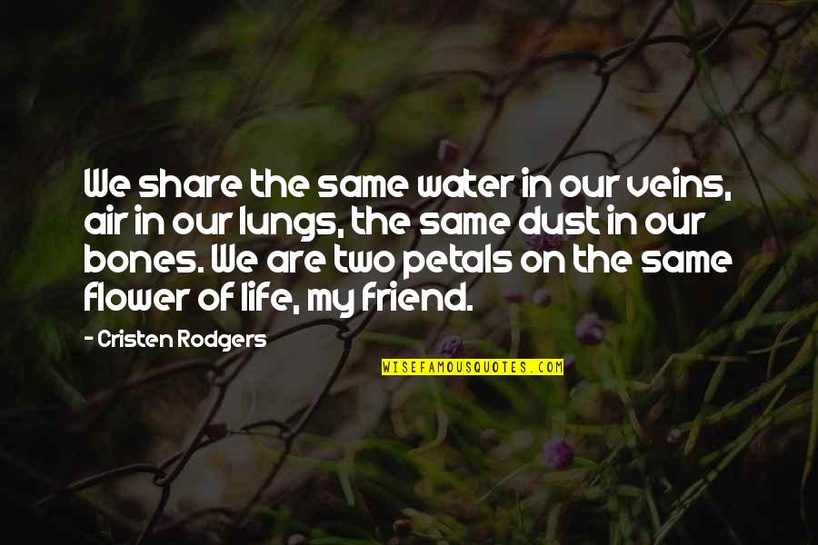 Flower And Friend Quotes By Cristen Rodgers: We share the same water in our veins,