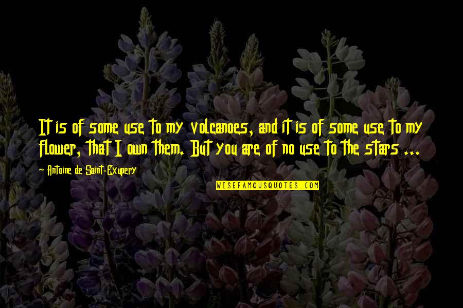 Flower And Quotes By Antoine De Saint-Exupery: It is of some use to my volcanoes,