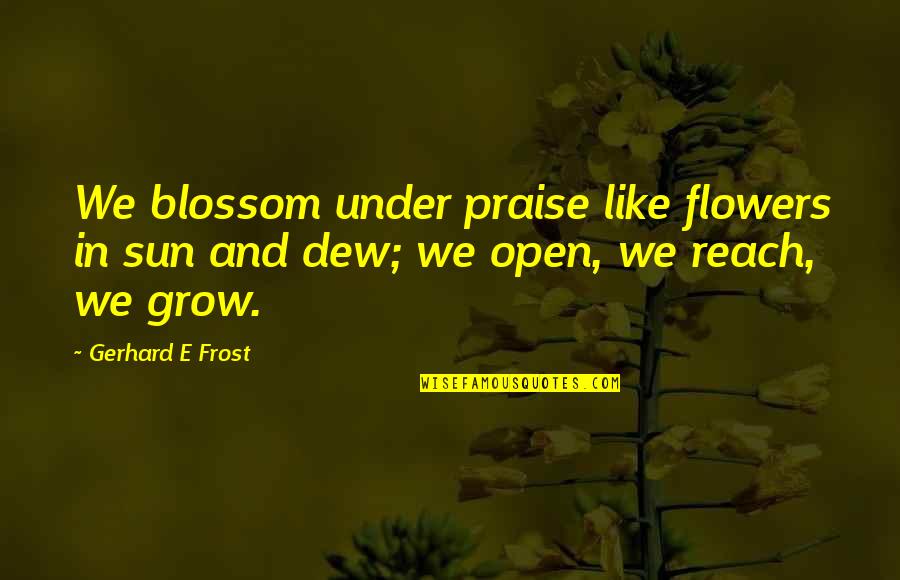 Flower And Quotes By Gerhard E Frost: We blossom under praise like flowers in sun