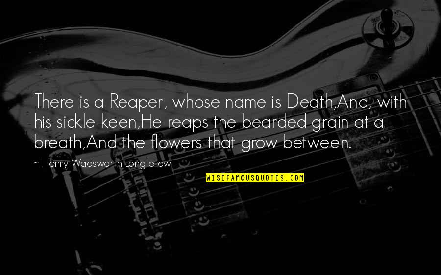 Flower And Quotes By Henry Wadsworth Longfellow: There is a Reaper, whose name is Death,And,
