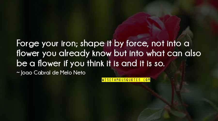 Flower Art Quotes By Joao Cabral De Melo Neto: Forge your iron; shape it by force, not