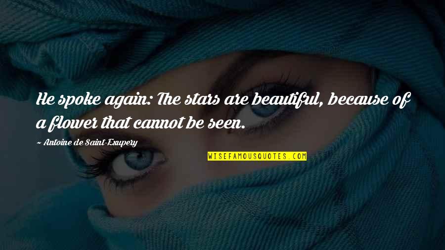 Flower Beautiful Quotes By Antoine De Saint-Exupery: He spoke again: The stars are beautiful, because