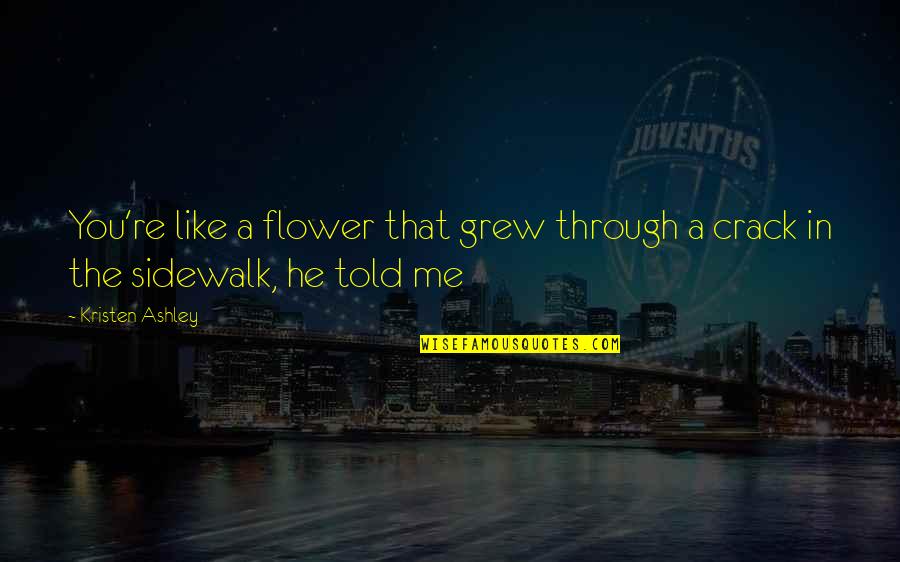 Flower In Crack Quotes By Kristen Ashley: You're like a flower that grew through a