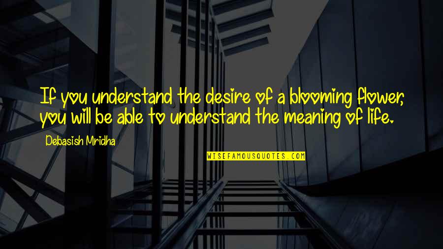 Flower Philosophy Quotes By Debasish Mridha: If you understand the desire of a blooming