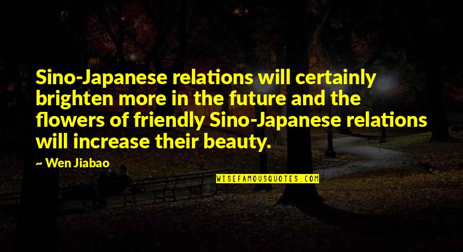 Flowers And Beauty Quotes By Wen Jiabao: Sino-Japanese relations will certainly brighten more in the