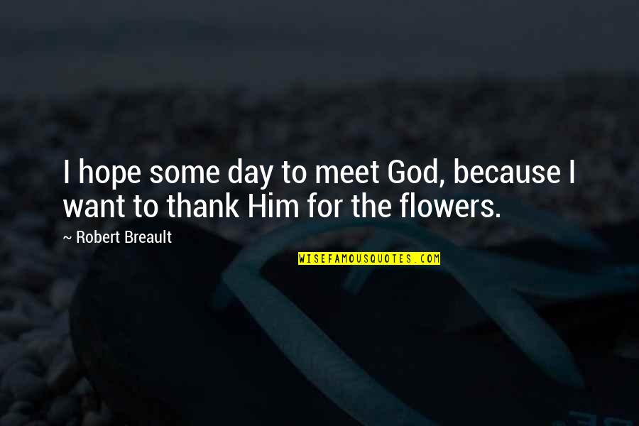 Flowers And God Quotes By Robert Breault: I hope some day to meet God, because