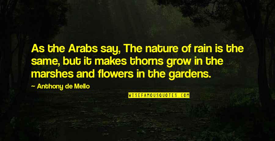 Flowers And Rain Quotes By Anthony De Mello: As the Arabs say, The nature of rain