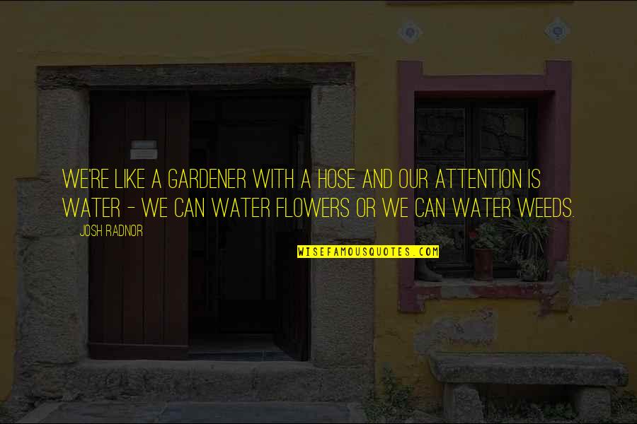 Flowers And Weeds Quotes By Josh Radnor: We're like a gardener with a hose and
