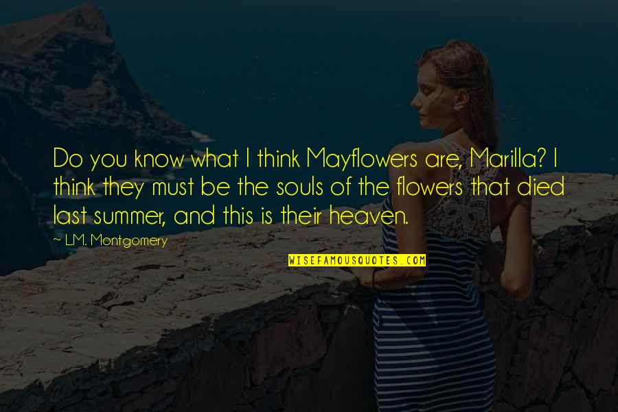 Flowers In Heaven Quotes By L.M. Montgomery: Do you know what I think Mayflowers are,