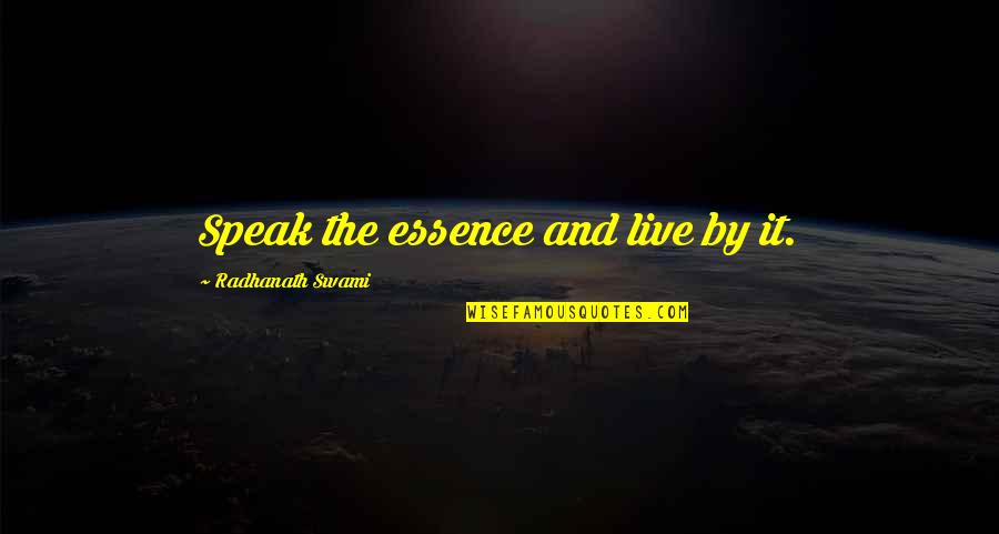 Flr Relationship Stories Quotes By Radhanath Swami: Speak the essence and live by it.