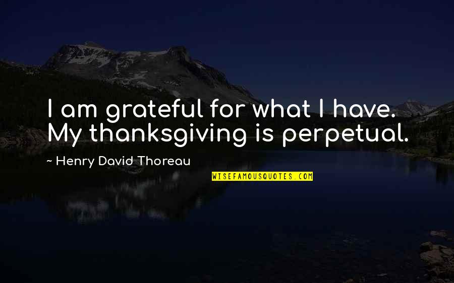 Fluevog Quotes By Henry David Thoreau: I am grateful for what I have. My