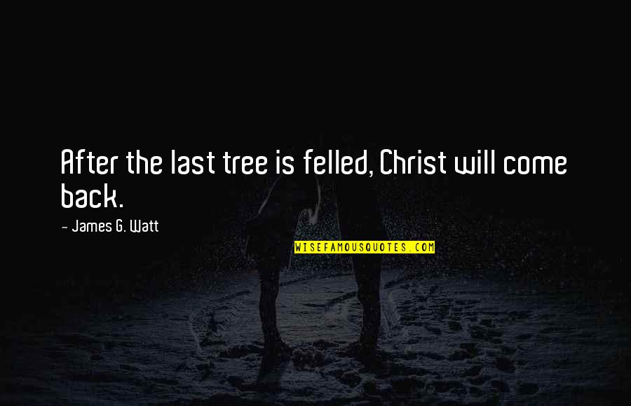 Fluffing A Christmas Quotes By James G. Watt: After the last tree is felled, Christ will