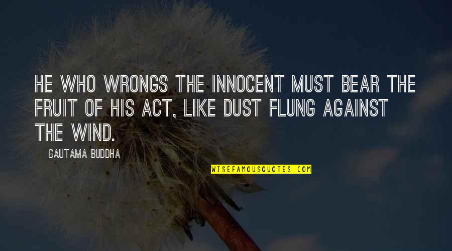 Flung Quotes By Gautama Buddha: He who wrongs the innocent must bear the