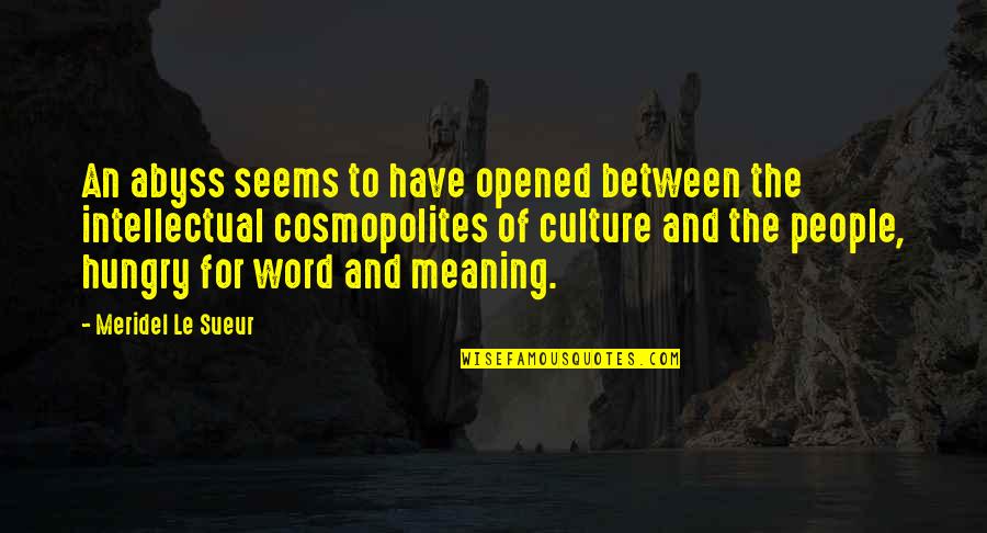 Flusche Quanah Quotes By Meridel Le Sueur: An abyss seems to have opened between the Flusche Quanah Quotes By Meridel Le Sueur: An abyss seems to have opened between the
