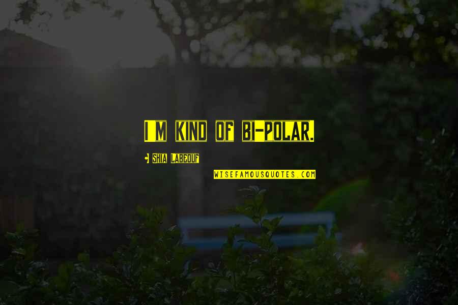 Fluss Zur Quotes By Shia Labeouf: I'm kind of bi-polar. Fluss Zur Quotes By Shia Labeouf: I'm kind of bi-polar.