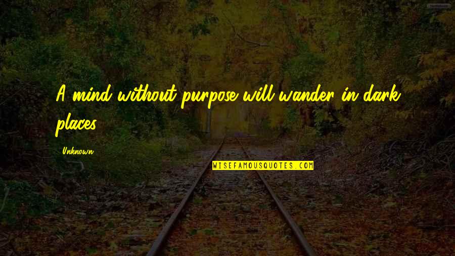 Flusser Studies Quotes By Unknown: A mind without purpose will wander in dark