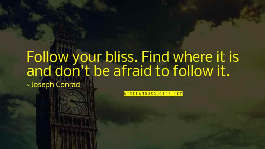Flustered Synonyms Quotes By Joseph Conrad: Follow your bliss. Find where it is and