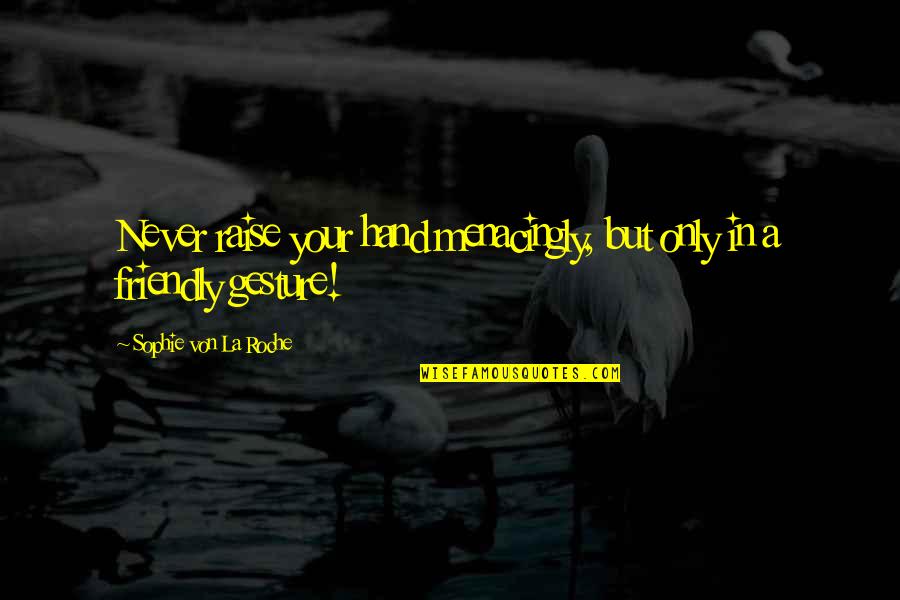 Flutuante Leroy Quotes By Sophie Von La Roche: Never raise your hand menacingly, but only in
