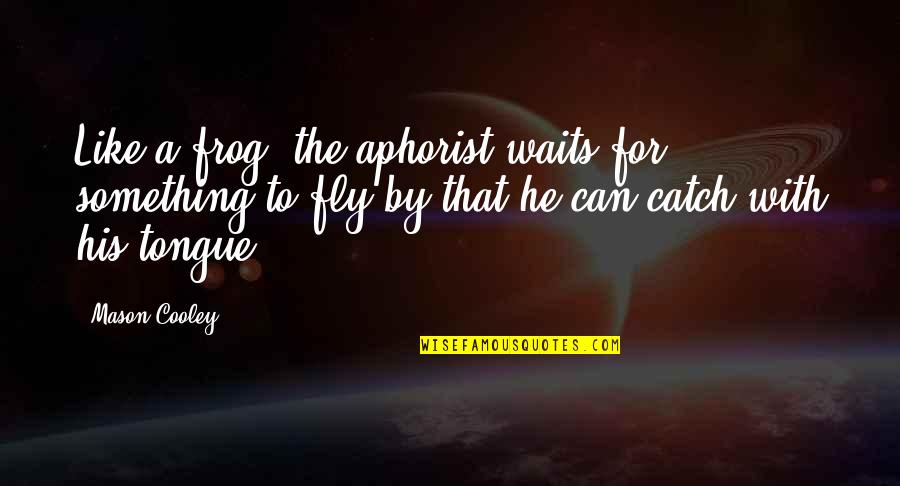 Fly By Quotes By Mason Cooley: Like a frog, the aphorist waits for something