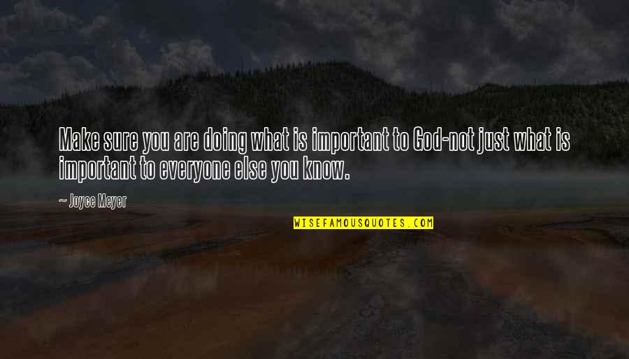 Fly Girl Quotes By Joyce Meyer: Make sure you are doing what is important