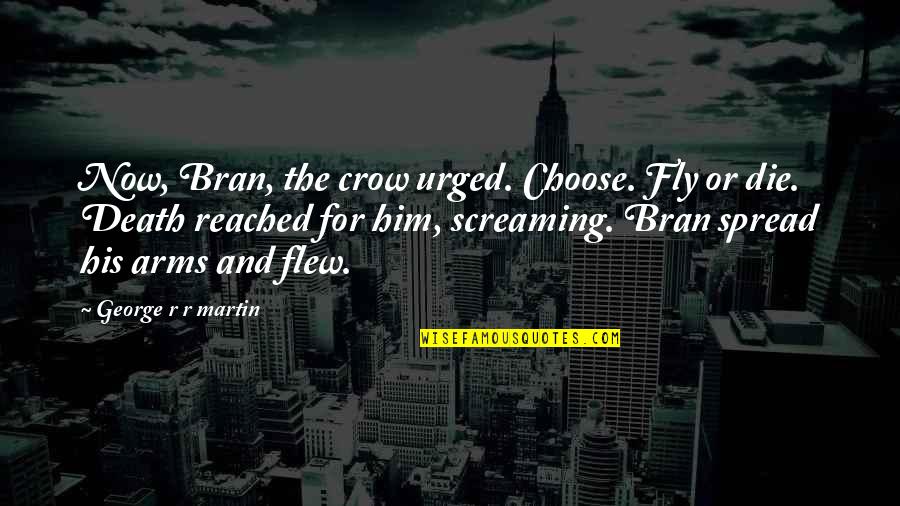 Fly Or Die Quotes By George R R Martin: Now, Bran, the crow urged. Choose. Fly or