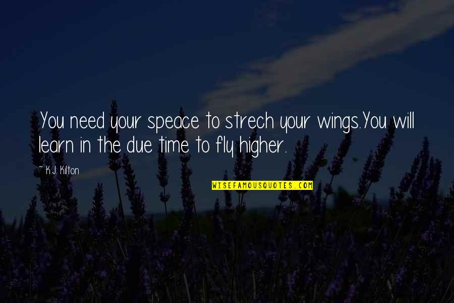 Flying Higher Quotes By K.J. Kilton: You need your speace to strech your wings.You