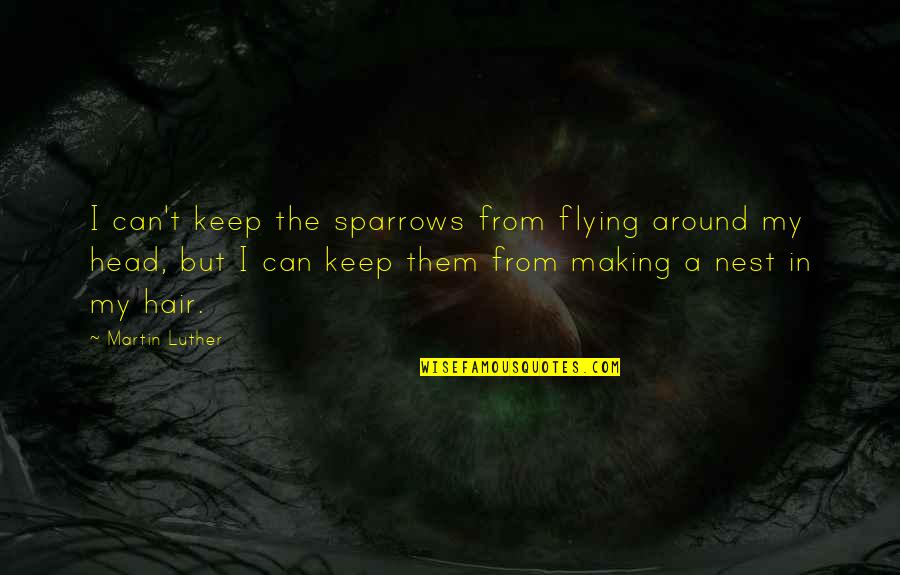 Flying In Life Quotes By Martin Luther: I can't keep the sparrows from flying around