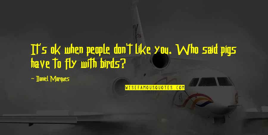 Fly's Quotes By Daniel Marques: It's ok when people don't like you. Who