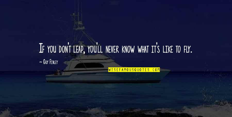 Fly's Quotes By Guy Finley: If you don't leap, you'll never know what