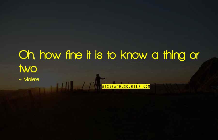 Fnilx Quote Quotes By Moliere: Oh, how fine it is to know a