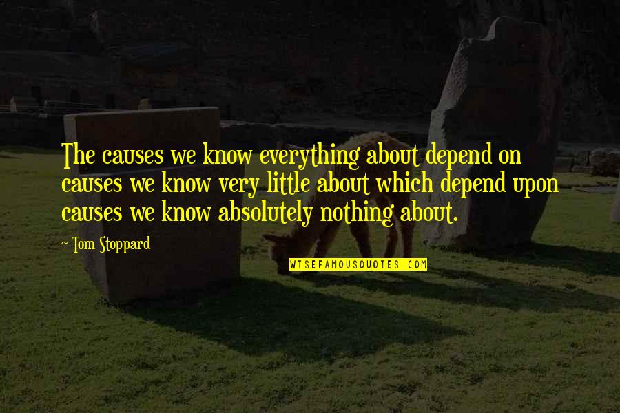 Fntn8005 Quotes By Tom Stoppard: The causes we know everything about depend on Fntn8005 Quotes By Tom Stoppard: The causes we know everything about depend on