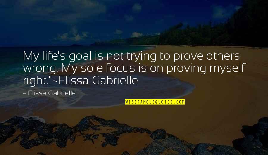 Focus On Goal Quotes By Elissa Gabrielle: My life's goal is not trying to prove
