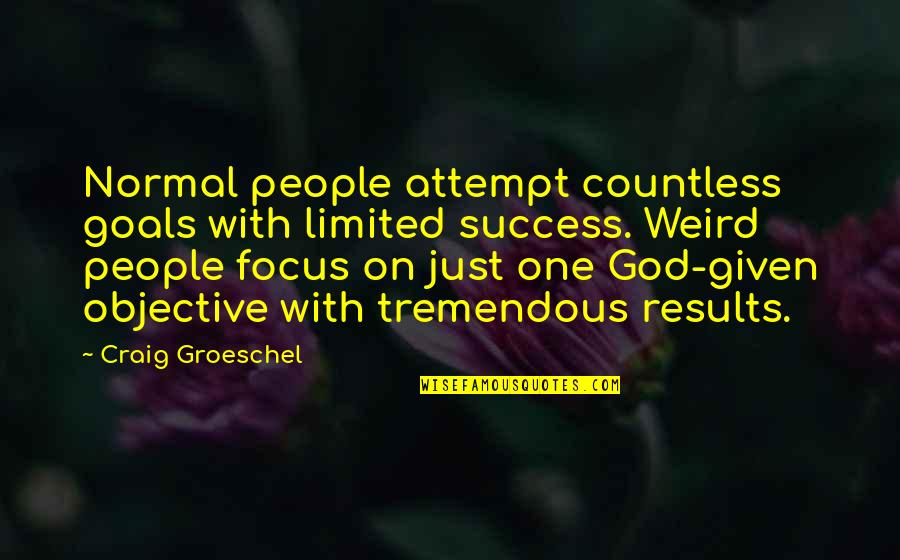 Focus On God Quotes By Craig Groeschel: Normal people attempt countless goals with limited success. Focus On God Quotes By Craig Groeschel: Normal people attempt countless goals with limited success.
