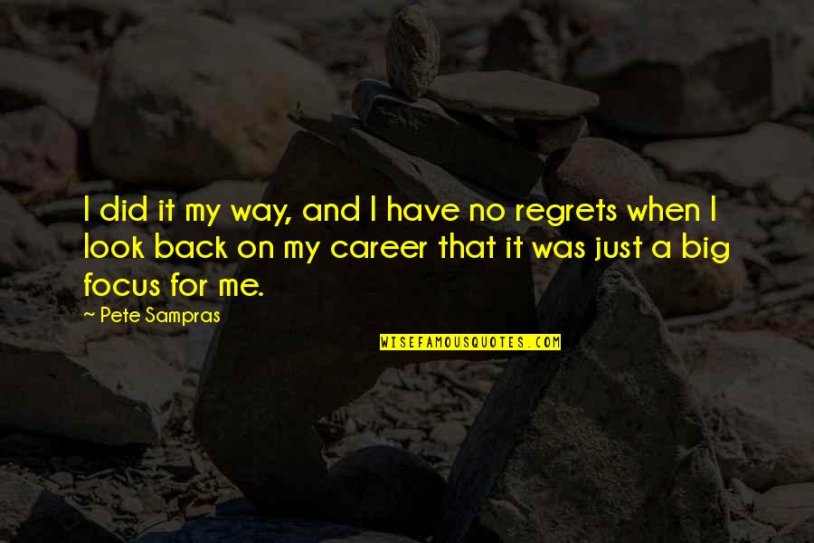Focus On My Career Quotes By Pete Sampras: I did it my way, and I have