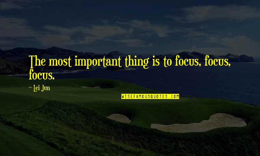 Focus On Other Things Quotes By Lei Jun: The most important thing is to focus, focus,