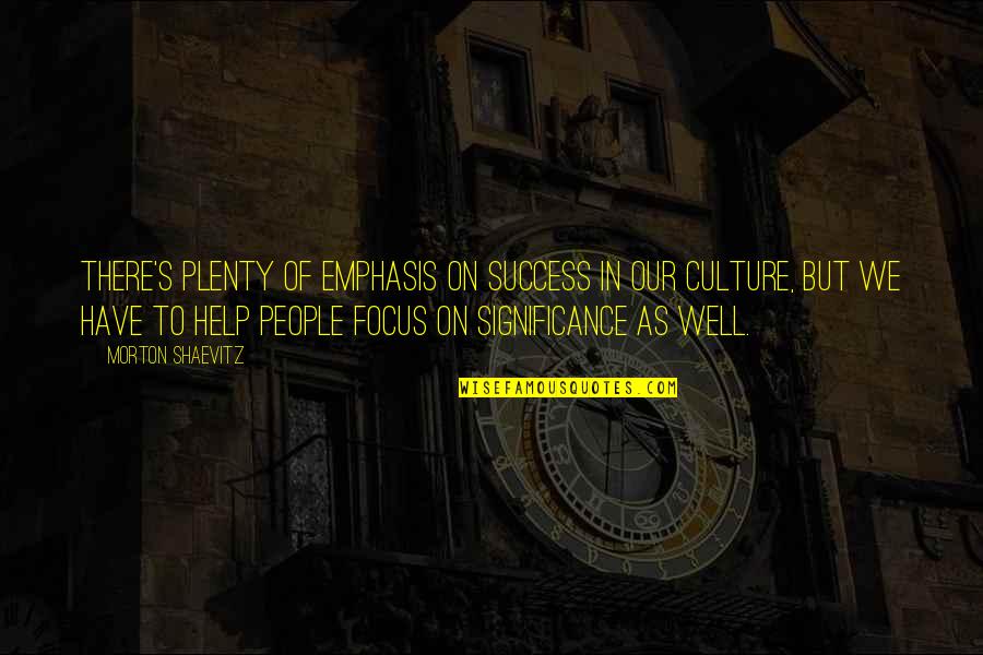 Focus On Success Quotes By Morton Shaevitz: There's plenty of emphasis on success in our