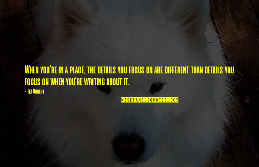 Focus On The Details Quotes By Tea Obreht: When you're in a place, the details you Focus On The Details Quotes By Tea Obreht: When you're in a place, the details you