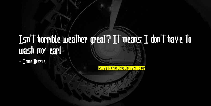 Focus On The Good Stuff Quotes By Donna Brazile: Isn't horrible weather great? It means I don't